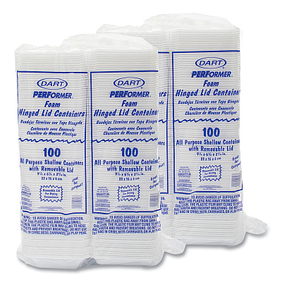 Dart Foam Hinged Lid Containers, 6.4 x 9.3 x 2.6, White, 200/Carton (DCC206HT1R)