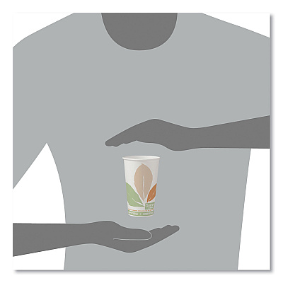 Solo Bare Eco-Forward PLA Paper Hot Cups, 16 oz, Leaf Design, White/Green/Orange, 1,000/Carton (SCC316PLABB)