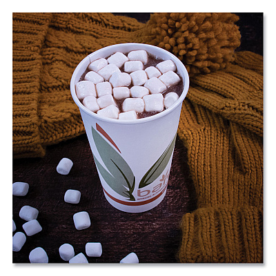 Solo Bare Eco-Forward Recycled Content PCF Paper Hot Cups, ProPlanet Seal, 16 oz, Green/White/Beige, 1,000/Carton (SCC316RC)