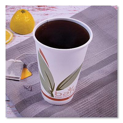 Solo Bare Eco-Forward Recycled Content PCF Paper Hot Cups, ProPlanet Seal, 16 oz, Green/White/Beige, 1,000/Carton (SCC316RC)