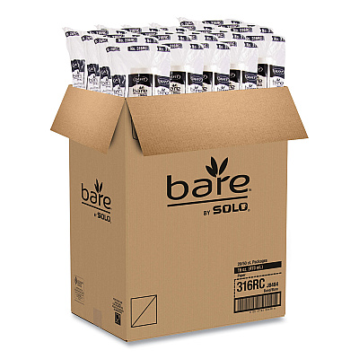 Solo Bare Eco-Forward Recycled Content PCF Paper Hot Cups, ProPlanet Seal, 16 oz, Green/White/Beige, 1,000/Carton (SCC316RC)