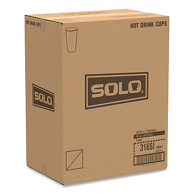 Solo Paper Hot Drink Cups in Bistro Design, 16 oz, Maroon, 50/Pack (SCC316SIPK)