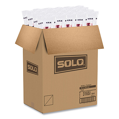 Solo Paper Hot Drink Cups in Bistro Design, 16 oz, Maroon, 50/Pack (SCC316SIPK)