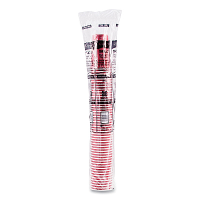 Solo Paper Hot Drink Cups in Bistro Design, 16 oz, Maroon, 50/Pack (SCC316SIPK)
