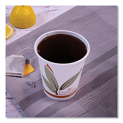 Solo Bare Eco-Forward Recycled Content PCF Paper Hot Cups, ProPlanet Seal, 10 oz, Green/White/Beige, 1,000/Carton (SCC370RC)