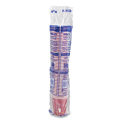 Solo Paper Hot Drink Cups in Bistro Design, 10 oz, Maroon, 50/Pack (SCC370SIPK)