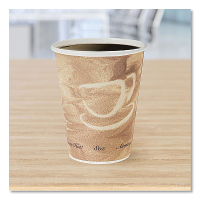 Solo Mistique Polycoated Hot Paper Cups, 8 oz, Printed, Brown, 50/ Sleeve, 20 Sleeves/Carton (SCC378MS)