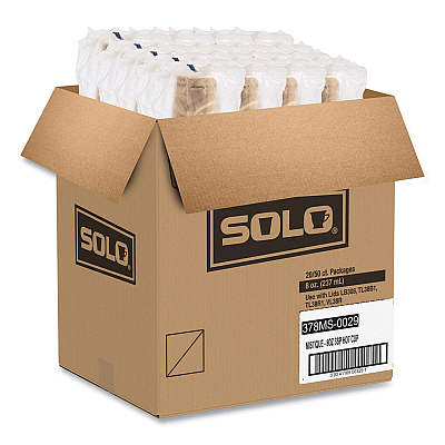 Solo Mistique Polycoated Hot Paper Cups, 8 oz, Printed, Brown, 50/ Sleeve, 20 Sleeves/Carton (SCC378MS)