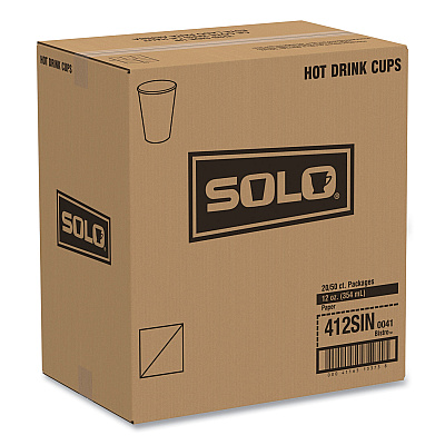 Solo Paper Hot Drink Cups in Bistro Design, 12 oz, Maroon, 50/Pack (SCC412SINPK)