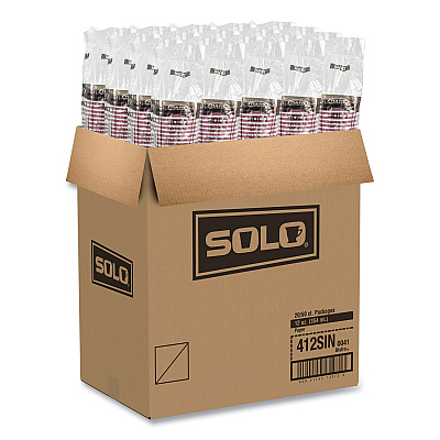 Solo Paper Hot Drink Cups in Bistro Design, 12 oz, Maroon, 50/Pack (SCC412SINPK)
