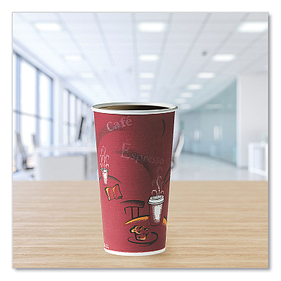 Solo Single-Sided Poly Paper Hot Cups, 20 oz, Bistro Design, 600/Carton (SCC420SI)