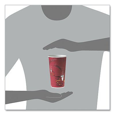 Solo Single-Sided Poly Paper Hot Cups, 20 oz, Bistro Design, 600/Carton (SCC420SI)