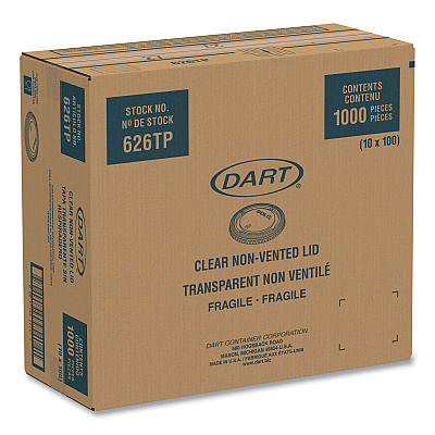 Solo PETE Plastic Flat Cold Cup Lids, Fits 12 oz to 24 oz Cups, Clear, 1,000/Carton (DCC626TP)