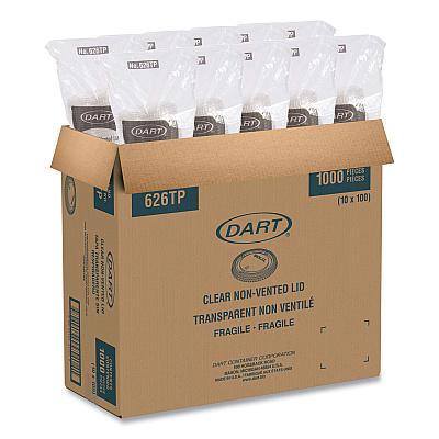 Solo PETE Plastic Flat Cold Cup Lids, Fits 12 oz to 24 oz Cups, Clear, 1,000/Carton (DCC626TP)