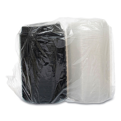 Solo OctaView Hinged-Lid Hot Food Containers, 31 oz, 9.55 x 9.1 x 3, Black/Clear, Plastic, 100/Carton (SCC809011PP94)