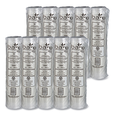 Solo Bare Eco-Forward RPET Deli Containers, ProPlanet Seal, 8 oz, 4.6" Diameter x 1.8"h, Clear, Plastic, 500/Carton (SCCDM8R)