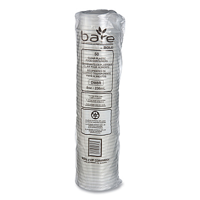 Solo Bare Eco-Forward RPET Deli Containers, ProPlanet Seal, 8 oz, 4.6" Diameter x 1.8"h, Clear, Plastic, 500/Carton (SCCDM8R)