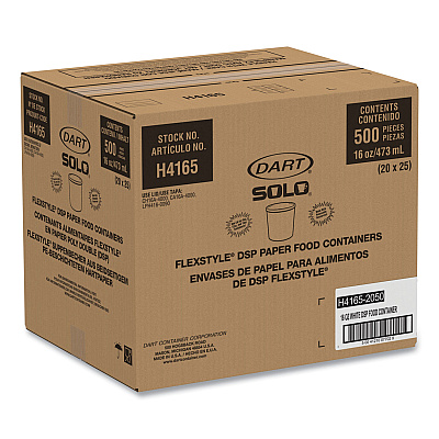 Solo Flexstyle Double Poly Paper Containers, 16 oz, White, Paper, 25/Pack, 20 Packs/Carton (SCCH4165U)