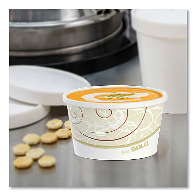 Solo Flexstyle Double Poly Paper Containers, 8 oz, Symphony Design, Paper, 25/Pack, 20 Packs/Carton (SCCHS4085SYM)