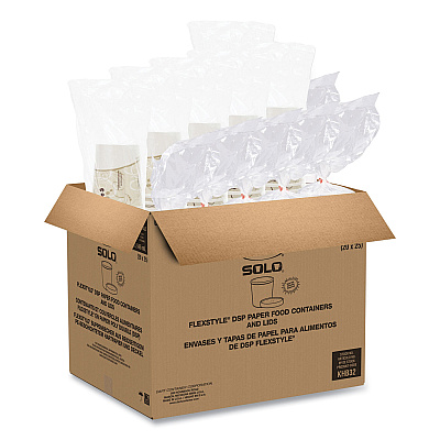 Solo Flexstyle Double Poly Food Combo Packs, 32 oz, Symphony, Paper, 25 Cups and 25 Lids/Pack, 10 Packs/Carton (SCCKHB32ASYM)