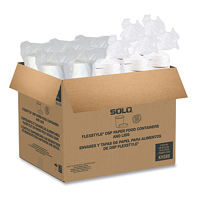 Solo Flexstyle Double Poly Food Combo Packs, 8 oz, White, Paper, 25/Pack, 10 Packs/Carton (SCCKHSB8AWH)