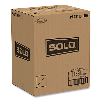 Solo Polystyrene Plastic Flat Straw-Slot Cold Cup Lids, Fits 12 oz to 24 oz Cups, Translucent, 125/Pack, 16 Packs/Carton (SCCL16BL)