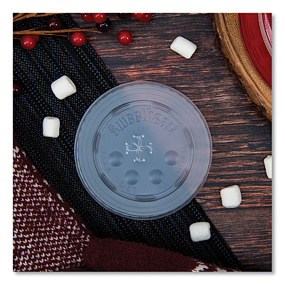 Solo Polystyrene Plastic Flat Straw-Slot Cold Cup Lids, Fits 12 oz to 24 oz Cups, Translucent, 125/Pack, 16 Packs/Carton (SCCL16BL)