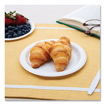 Solo Bare Eco-Forward Clay-Coated Paper Plate, ProPlanet Seal, 6" dia, White/Brown/Green, 1,000/Carton (SCCMP6B)