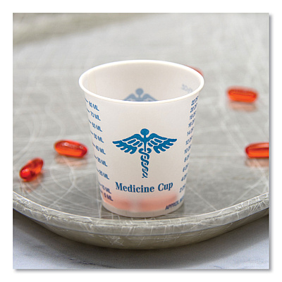 Solo Paper Medical and Dental Graduated Cups, ProPlanet Seal, 3 oz, White/Blue, 100/Bag, 50 Bags/Carton (SCCR3)