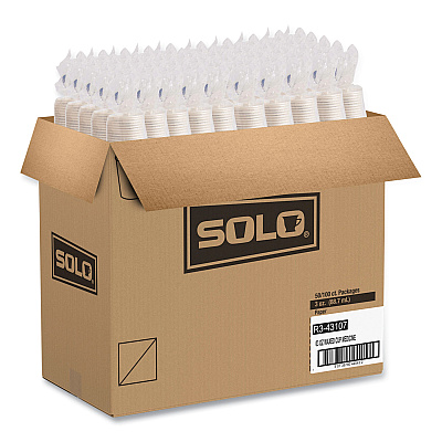 Solo Paper Medical and Dental Graduated Cups, ProPlanet Seal, 3 oz, White/Blue, 100/Bag, 50 Bags/Carton (SCCR3)