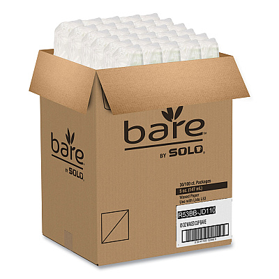 Solo Bare Eco-Forward Paper Cold Cups, ProPlanet Seal, 5 oz, Green/White, 100/Sleeve, 30 Sleeves/Carton (SCCR53BBJD110CT)