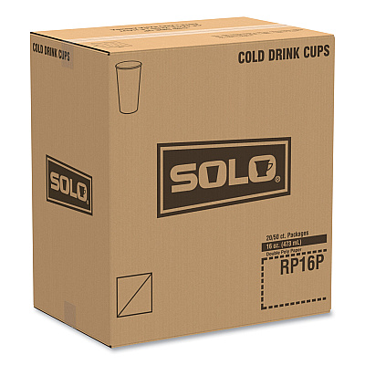 Solo Double Sided Poly (DSP) Paper Cold Cups, 16 oz,  Beige/White, 50/Sleeve, 20 Sleeves/Carton (SCCRP16PSYM)