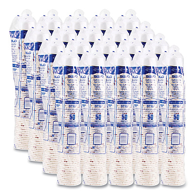 Solo Double Sided Poly (DSP) Paper Cold Cups, 16 oz,  Beige/White, 50/Sleeve, 20 Sleeves/Carton (SCCRP16PSYM)