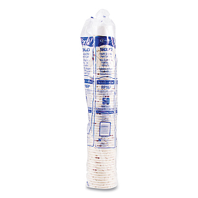 Solo Double Sided Poly (DSP) Paper Cold Cups, 16 oz,  Beige/White, 50/Sleeve, 20 Sleeves/Carton (SCCRP16PSYM)