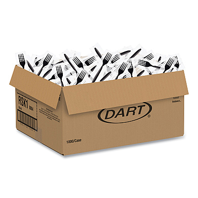 Solo Reliance Mediumweight Cutlery, Fork, Black, 1,000/Carton (SCCRSK10004)