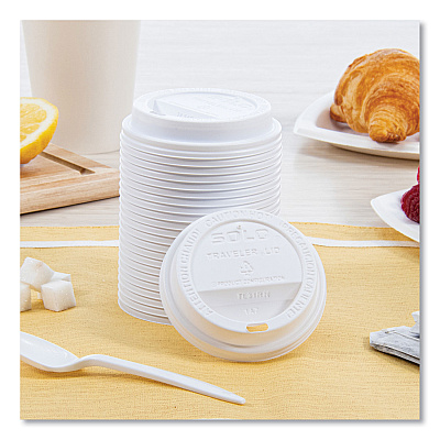Solo Traveler Cappuccino Style Dome Lid, Fits 10 oz Cups, White, 100/Pack, 10 Packs/Carton (SCCTL31R2)