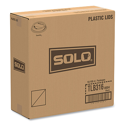 Solo Traveler Cappuccino Style Dome Lid, Fits 10 oz to 24 oz Cups, Black, 100/Sleeve, 10 Sleeves/Carton (SCCTLB316)