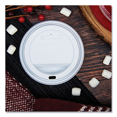 Solo Traveler Cappuccino Style Dome Lid, Polystyrene, Fits 10 oz to 24 oz Hot Cups, White, 100/Pack, 10 Packs/Carton (SCCTLP316)