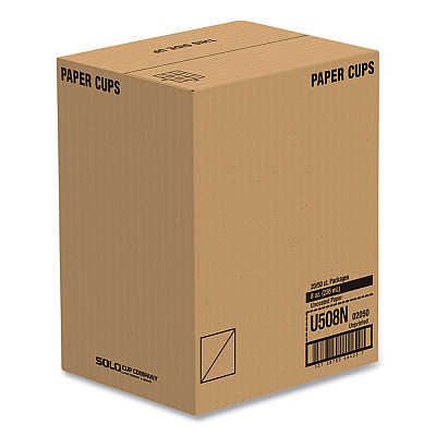 Solo Uncoated Paper Cups, Hot Drink, 8 oz, White, 1,000/Carton (SCCU508NU)