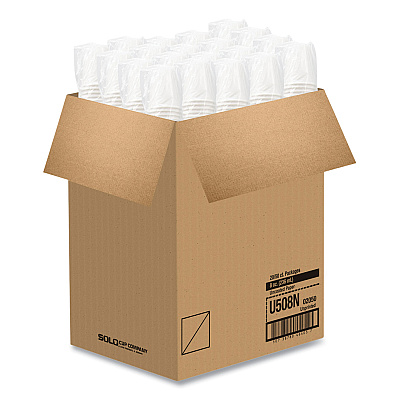 Solo Uncoated Paper Cups, Hot Drink, 8 oz, White, 1,000/Carton (SCCU508NU)