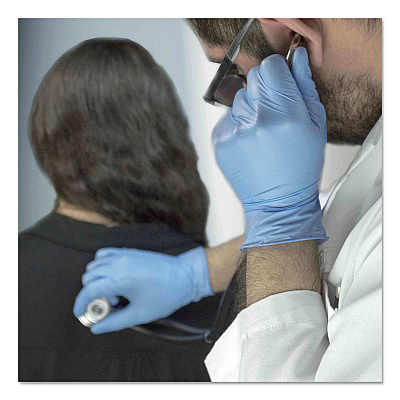 AMMEX Professional Nitrile Exam Gloves, Powder-Free, 3 mil, Medium, Light Blue, 100/Box, 10 Boxes/Carton (AXCAPFN44100CT)