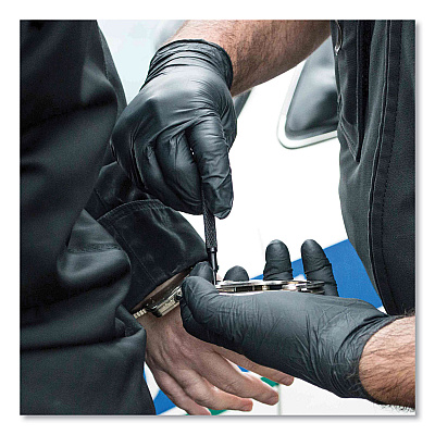 GloveWorks by AMMEX Nitrile Exam Gloves, Powder-Free, 6 mil, Medium, Black 100 Gloves/Box, 10 Boxes/Carton (AXCGWBEN44100CT)
