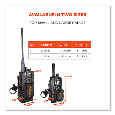ergodyne Squids 3772 Radio Holster Trap, Small, 1 x 2 x 4, Polyester, Black (EGO19772)