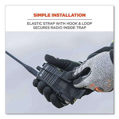 ergodyne Squids 3772 Radio Holster Trap, Large, 1.5 x 2 x 5, Polyester, Black (EGO19773)