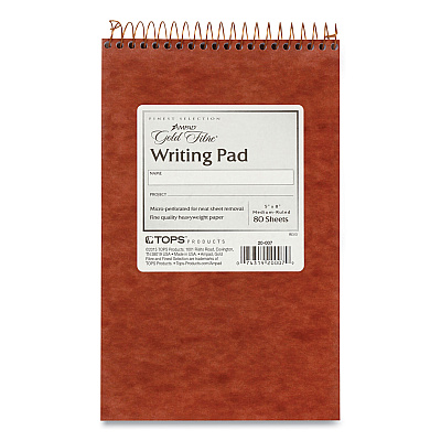 Ampad Gold Fibre Retro Wirebound Writing Pads, Medium/College Rule, Red Cover, 80 White 5 x 8 Sheets (TOP20007)