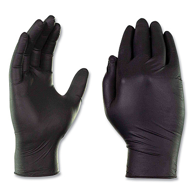 GloveWorks by AMMEX Nitrile Exam Gloves, Powder-Free, 6 mil, Small, Black, 100 Gloves/Box, 10/Carton (AXCGWBEN42100)