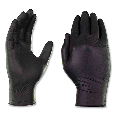 GloveWorks by AMMEX Industrial Nitrile Gloves, Powder-Free, 5 mil, X-Large, Black, 100 Gloves/Box, 10 Boxes/Carton (AXCGPNB48100)