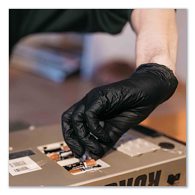 GloveWorks by AMMEX Industrial Nitrile Gloves, Powder-Free, 5 mil, X-Large, Black, 100 Gloves/Box, 10 Boxes/Carton (AXCGPNB48100)