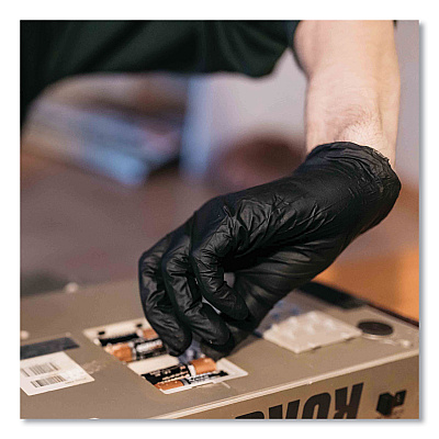 GloveWorks by AMMEX Industrial Nitrile Gloves, Powder-Free, 5 mil, Medium, Black, 100/Box, 10/Carton (AXCGPNB44100)
