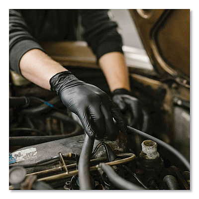 GloveWorks by AMMEX Industrial Nitrile Gloves, Powder-Free, 5 mil, X-Large, Black, 100 Gloves/Box, 10 Boxes/Carton (AXCGPNB48100)